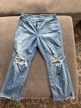 Judy Blue Light Blue Distressed Straight Leg Jeans